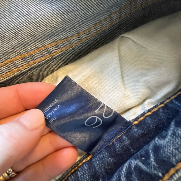 Anthropologie Pilcro The Vintage Straight Mid Rise Raw Hem Jeans. Size 26 - Picture 5 of 7